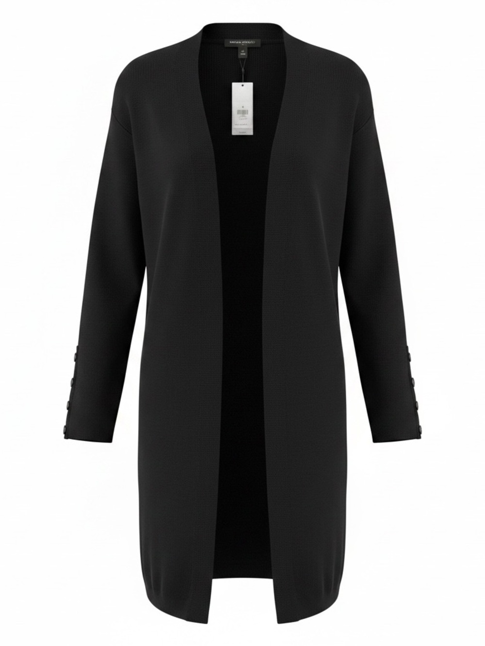 NWT Banana Republic Long Cardigan Sweater Black Open Front Cotton & Rayon Wm Med
